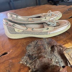 Sperry Topsiders Women’s 8 Shoes Rose Gold Leather Slip On Loafers
